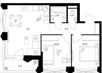 Продаю 2-комнатную квартиру, 54.6 м2, Москва, район Очаково-Матвеевское