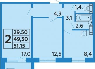 2-ком. квартира на продажу, 51.2 м2, Республика Башкортостан