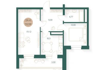 Продам двухкомнатную квартиру, 55.6 м2, Татарстан