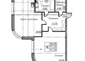 Продажа 1-комнатной квартиры, 71.7 м2, Санкт-Петербург, Гаванская улица, 7, метро Василеостровская