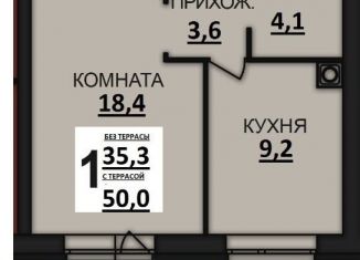 Продам однокомнатную квартиру, 50 м2, деревня Дерябиха, деревня Дерябиха, 81