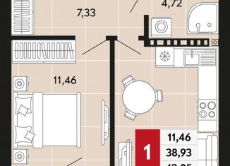 Продаю 1-ком. квартиру, 42.1 м2, Верхняя Пышма