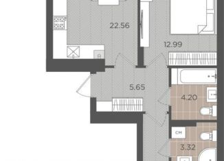 Продается двухкомнатная квартира, 67.1 м2, Калининград, Батальная улица, 65Б