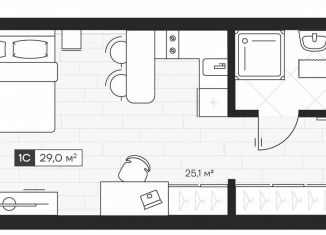 Продам квартиру студию, 29 м2, Новосибирск, метро Золотая Нива