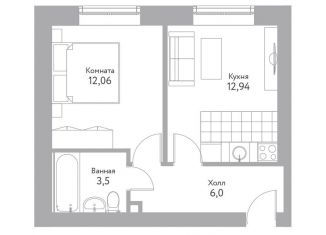 1-ком. квартира на продажу, 34.5 м2, Воскресенск, улица Ломоносова, 113