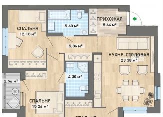3-комнатная квартира на продажу, 87.5 м2, Екатеринбург, улица Краснофлотцев, 71, ЖК Квартал Энтузиастов