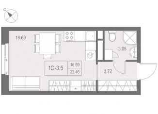 Продам квартиру студию, 23.5 м2, Санкт-Петербург, метро Елизаровская