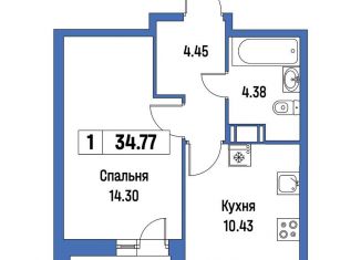 1-комнатная квартира на продажу, 34.8 м2, Мурино, ЖК Урбанист