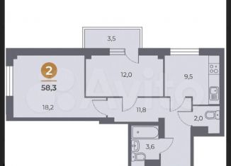 Продам двухкомнатную квартиру, 57 м2, Ростов-на-Дону, проспект 40-летия Победы, 63/17с6, ЖК Сокол Град