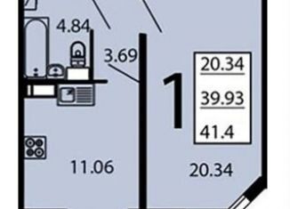 Продам 1-комнатную квартиру, 41 м2, Воронеж, улица Маршала Одинцова, 25Бпоз28, ЖК Лазурный