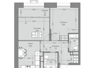 Продается 2-комнатная квартира, 52.8 м2, село Усады, ЖК Южный Парк