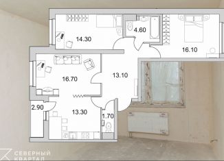 Продажа 3-ком. квартиры, 82.5 м2, Санкт-Петербург, улица Кустодиева, 3к2