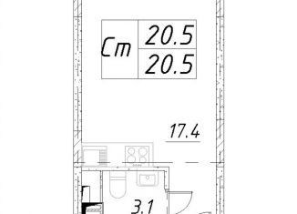 Квартира на продажу студия, 20.5 м2, Звенигород, 3-й микрорайон, к6