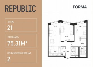 Продажа 2-комнатной квартиры, 75.3 м2, Москва, Пресненский район, ЖК Репаблик, к2.3