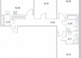 3-ком. квартира на продажу, 84.7 м2, посёлок Стрельна, ЖК Любоград