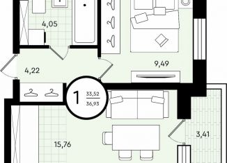 Продам 1-комнатную квартиру, 36.9 м2, Тюмень, ​улица Александра Звягина, 3