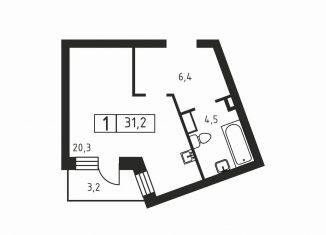 Продам квартиру студию, 31.2 м2, деревня Скотное, Вересковая улица, 3к1