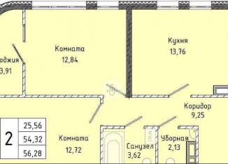 Двухкомнатная квартира на продажу, 56.1 м2, городской округ Алушта