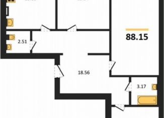 Продаю 3-ком. квартиру, 88.2 м2, село Александровка, Акварельная улица, 2