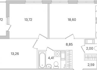 Продажа 2-ком. квартиры, 65.8 м2, городской посёлок Янино-1