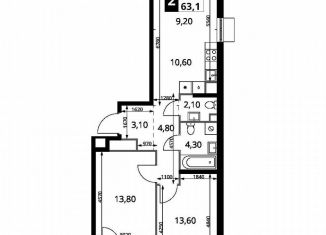 Продаю 2-ком. квартиру, 63.1 м2, Химки